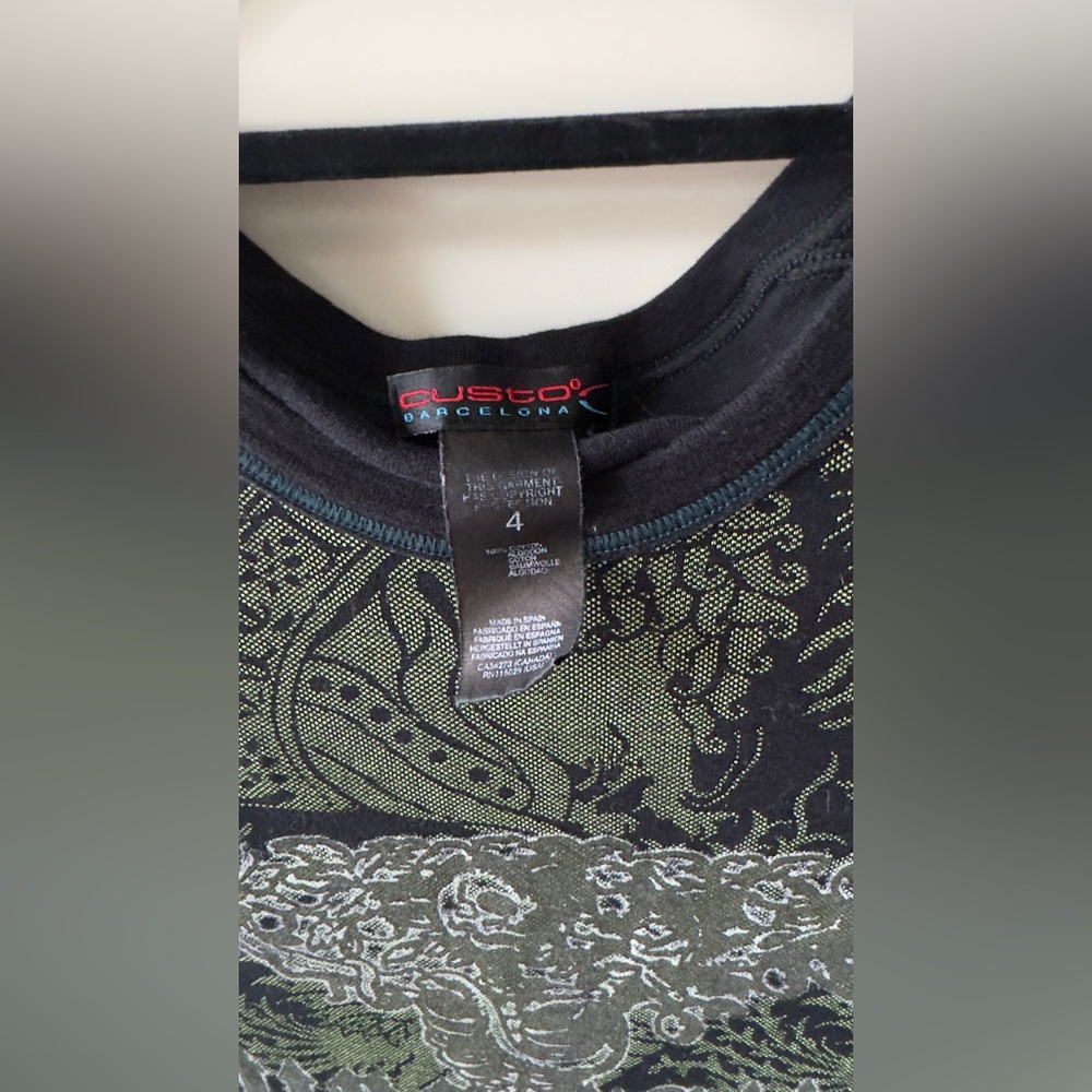 Custo Barcelona Black and Green Graphic Top - Picture 3 of 3